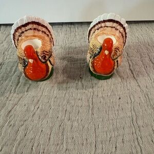 Vintage Ceramic Turkey Candle Holder Set of 2 In Original Box